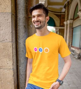 Mind, Body, Soul Yellow Round Neck Cotton Half Sleeved Men T-Shirt with Printed Graphics