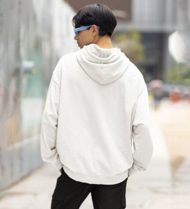 Fearless Eyes Warriors Spirit Cotton White Hoodie for Men