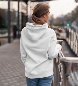 Adventurer Eye Determined and Bold Cotton White Hoodie for Women