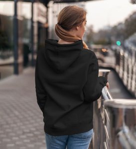 Eyes That Radiate Fire and Resolve Cotton Black Hoodie for Women