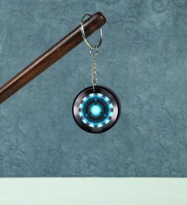Light-Powered Tech Circle Glow Design Printed Round Keychain Pack of 2