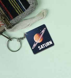 Unique Saturn Planet Artwork Printed Keychain Pack of 2